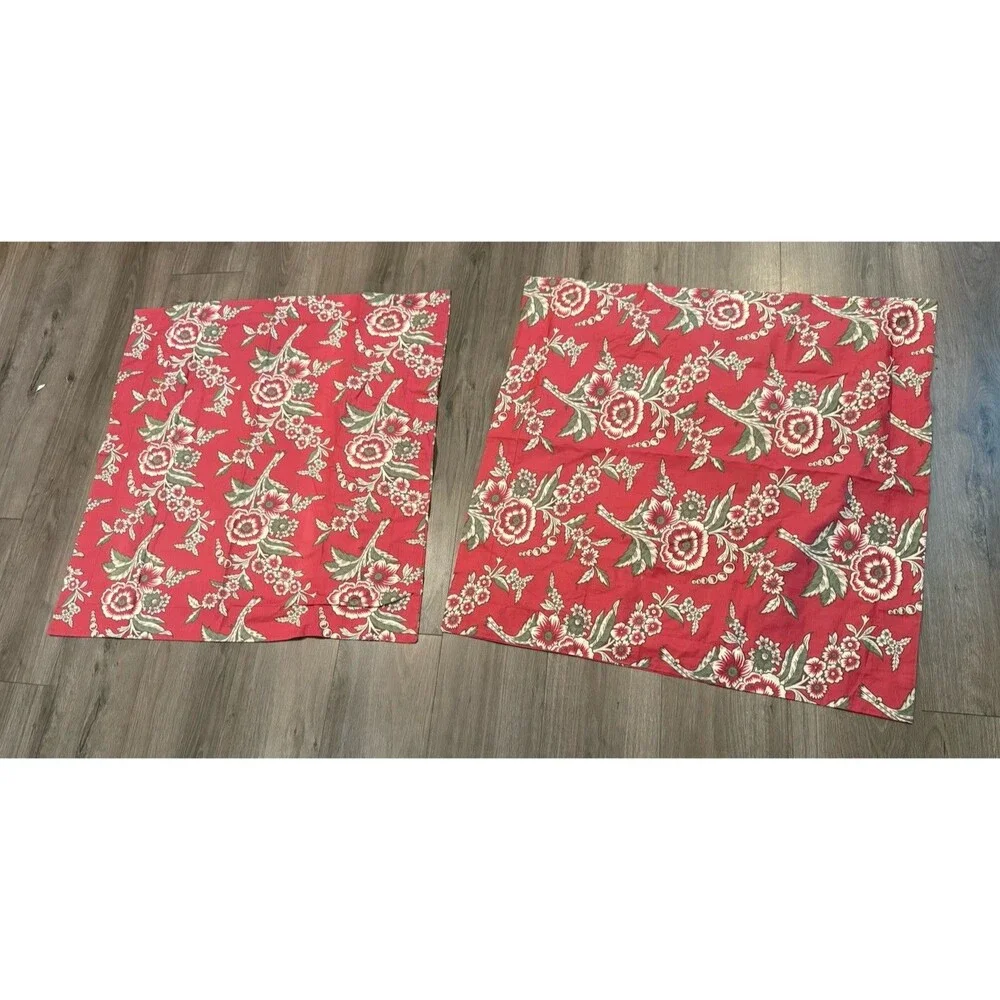 POTTERY BARN B + B Bed and Bath Red Floral Euro Pillow Set Shams Cottagecore